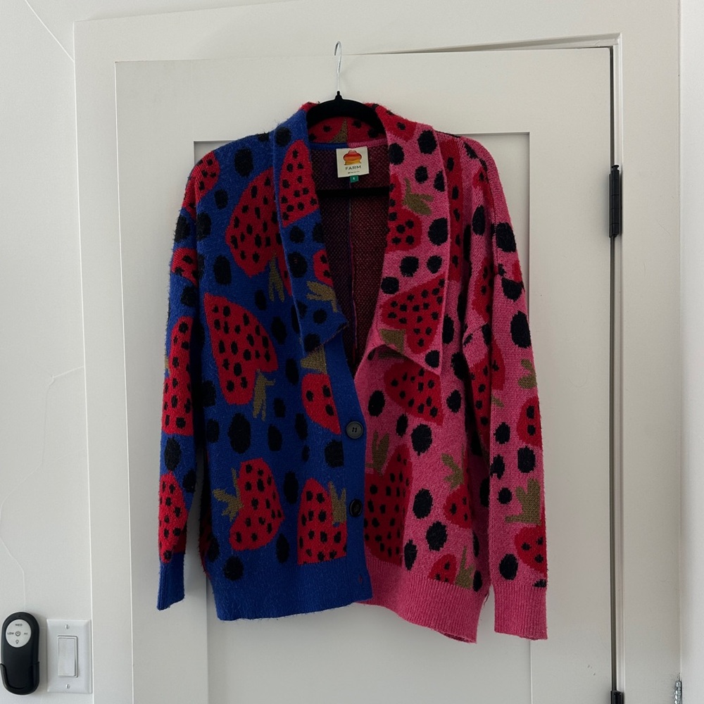 Colorful Strawberry Patterned Cardigan